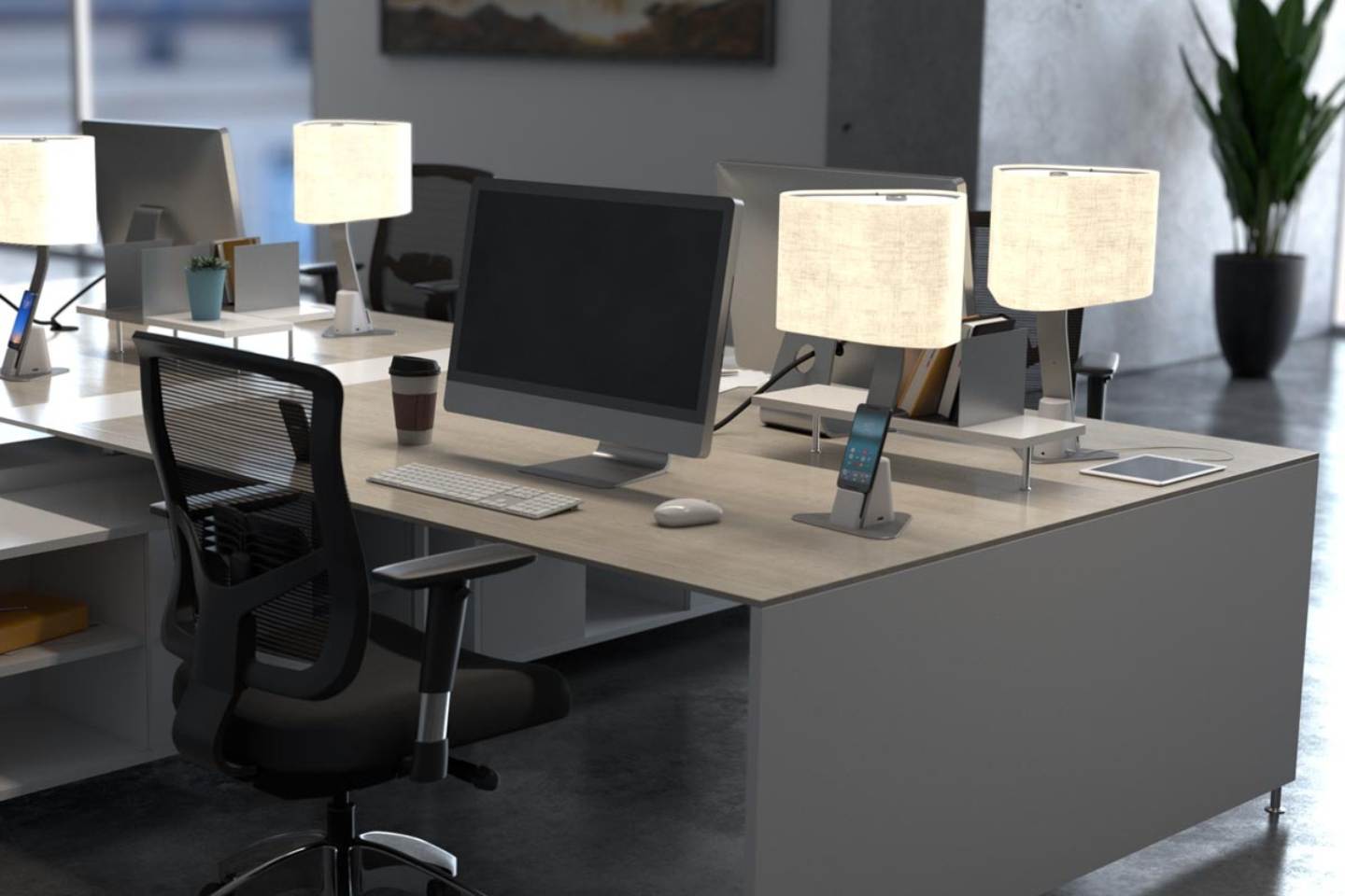 Brooklyn Aura - LED Desk Light | USB ports + Wireless Charger