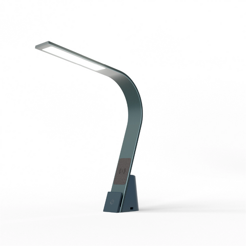 Brooklyn Aura LED Task Lamp in Black Slate finish, featuring integrated charging pad and sleek design.