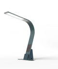 Brooklyn Aura LED Task Lamp in Black Slate with the optional triangular stabilizing base plate.