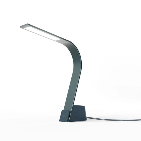 Brooklyn AC LED Task Lamp in Black Slate finish featuring the slim sleek LED panel with diffuser that evenly casts warm white flicker-free light.