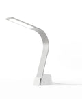 Brooklyn AC LED Task Lamp in Brushed Aluminum finish featuring 2 Universal AC sockets, 1 USB-A and 1 USB-C port, making it a power house for charging devices.