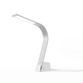Close-up render of the Brooklyn AC LED lamp base in Brushed Aluminum with integrated AC outlets