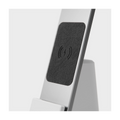 Close up of the 12W Qi Wireless Charging felt Pad on the brushed aluminum finish of the LUX Brooklyn AURA LED Task Light.