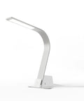 Brooklyn AC LED Task Lamp with an aluminum stabilizing base in brushed aluminum finish, offering stability and modern aesthetics.