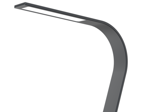 Close up of the slim LED panel on a Brooklyn Task Lamp in Black Slate