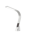 Brooklyn Aura LED Task Lamp in Brushed Aluminum, featuring felt qi charging pad for wireless device charging.