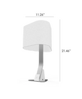 Brooklyn USB Desk Light in Brushed Aluminum dimensions showing 11.26 inches wide by 21.46 inches tall.