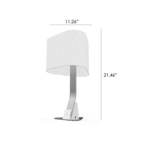 Brooklyn USB Desk Light in Brushed Aluminum dimensions showing 11.26 inches wide by 21.46 inches tall.