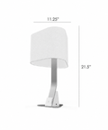 Brooklyn USB LED Desk Light dimensions showing 21.5 in height and 11.25 in shade width.