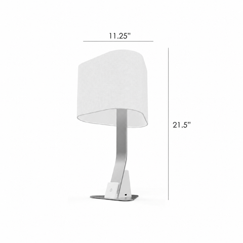 Brooklyn USB LED Desk Light dimensions showing 21.5 in height and 11.25 in shade width.