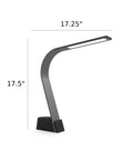 Brooklyn AC LED Task Light dimensions showing 17.5 in height and 17.25 in overall depth. 