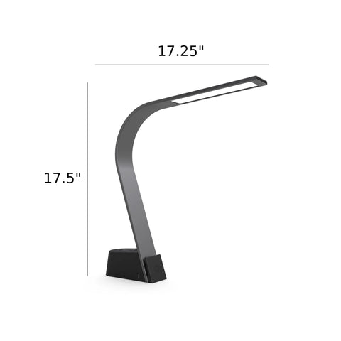 Brooklyn AC LED Task Light dimensions showing 17.5 in height and 17.25 in overall depth. 