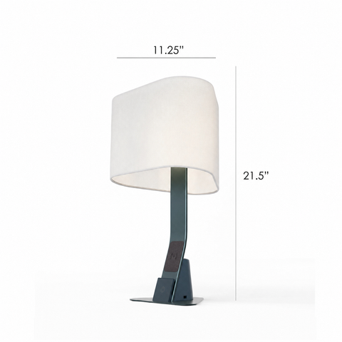 Brooklyn Aura LED Desk Light dimensions showing 21.5 in height and 11.25 in shade width.