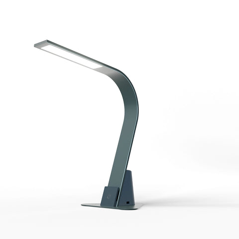 Brooklyn USB LED Task Light in Black Slate with optional stabilizing base and built-in USB charging on a white background.