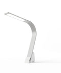 Brooklyn USB LED Task Light in Brushed Aluminum showing touch-sensitive brightness control and USB-A and USB-C ports.