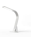 Brooklyn USB LED Task Light in Brushed Aluminum with optional stabilizing base and built-in USB charging on a white background.