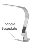 Image of the Brooklyn AURA LED Task lamp using a Brooklyn USB Stabilizing pad. The lamp is featured in Brushed Aluminum.