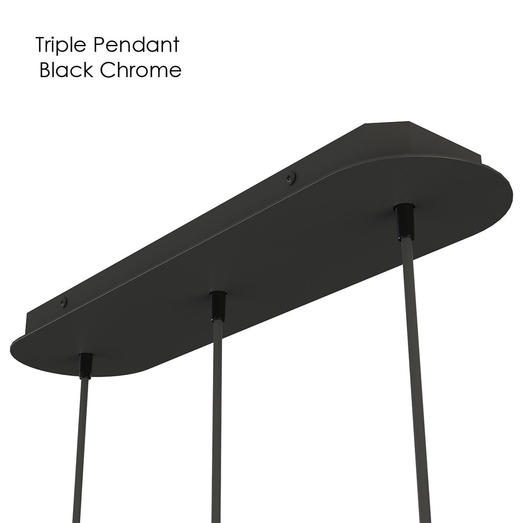Highline Triple Pendant Closeup of Black Chrome Accent