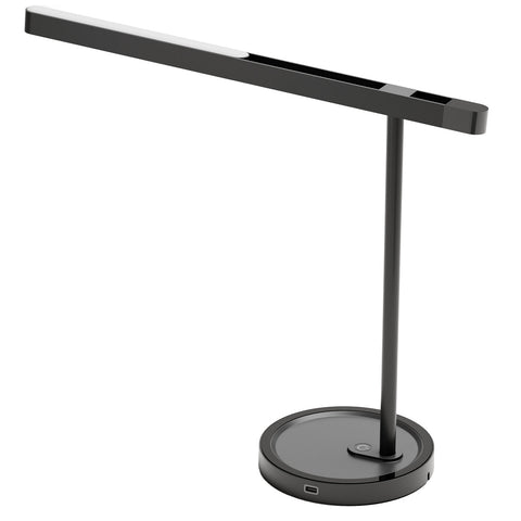 Highline USB LED Desk Lamp in Black Matte and Black Chrome finish on a white background