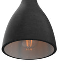 Close up side view of a charcoal La Brea LED pendant light